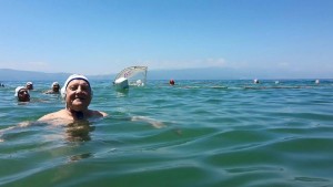 85-year-old Roy Naisbitt in Lake Ohrid last summer