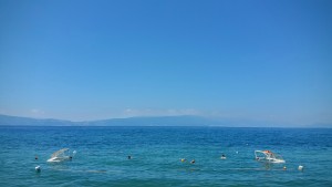 The water polo venue in Lake Ohrid