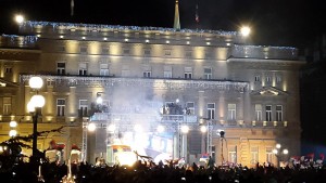 After winning the gold at the 2016 European Water Polo Championships the team celebrated in front of their fans in Belgrade