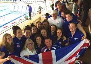 The GB team and coaches celebrate qualification for Baku 2015 European Games