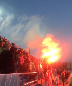 Malta's loud home support included flares. Photo thanks to LASWPC